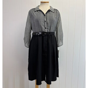 Mlle Gabrielle Houndstooth Minimalist Career Dress Women‎ Size 3X Office Career